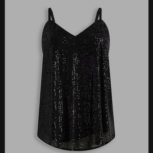 Torrid Black Sequin Swing Cami 2/2X 18/20 NWT